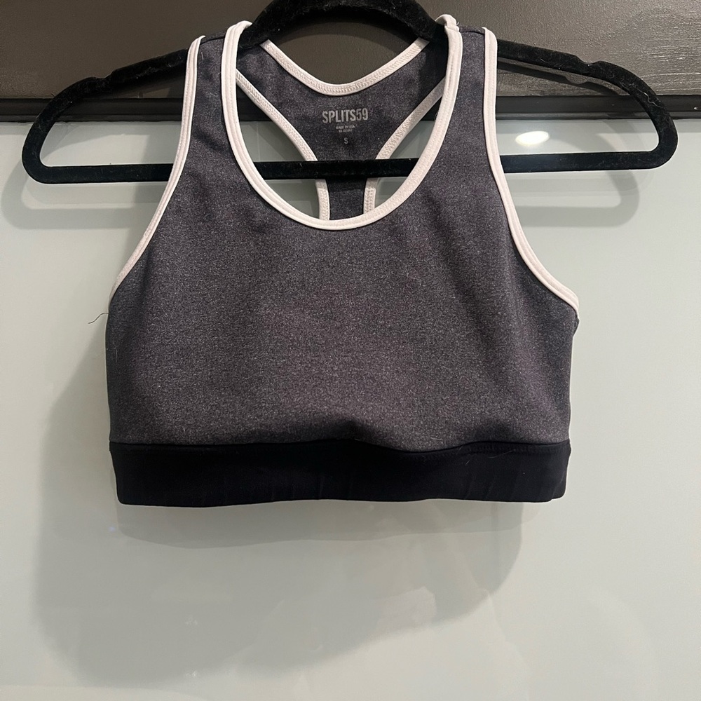 Splits59 Gray and Black Sports Bra